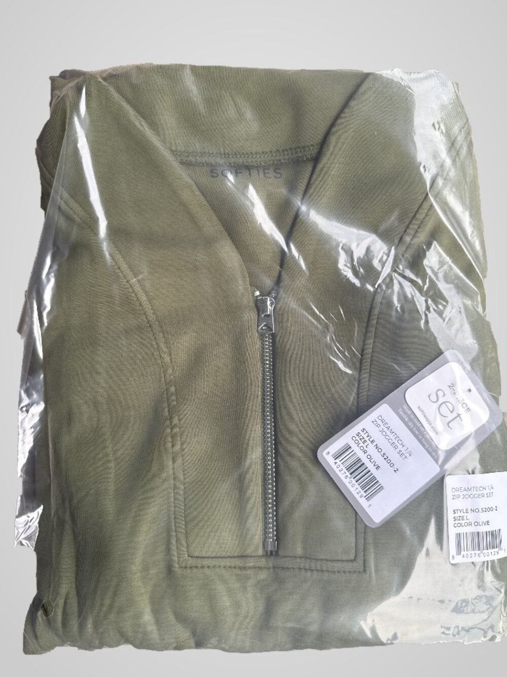 NWT Softies DreamTech 1/4 Zip Jogger Set Women's Large Olive 2-Piece